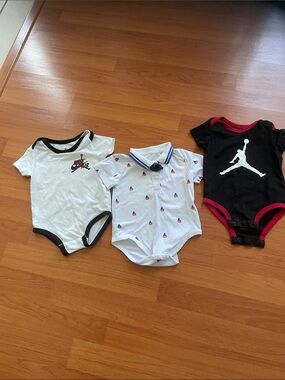 Nike Black & White Baby Bodysuit Trio (Includes Polo-Style)